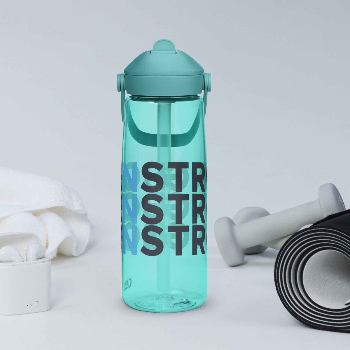 Flip straw water bottle