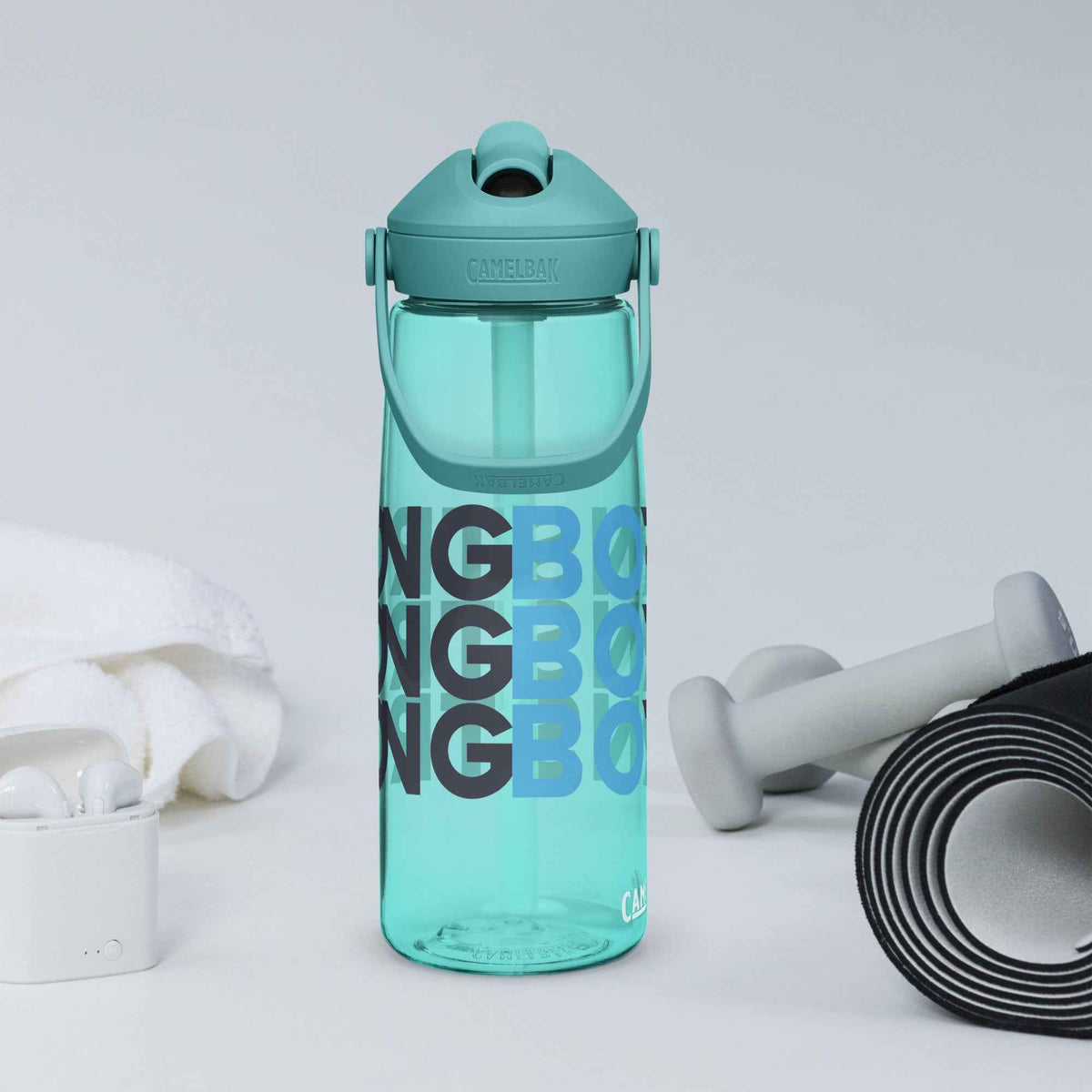 Flip straw water bottle