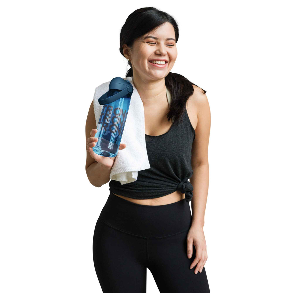 Flip straw water bottle