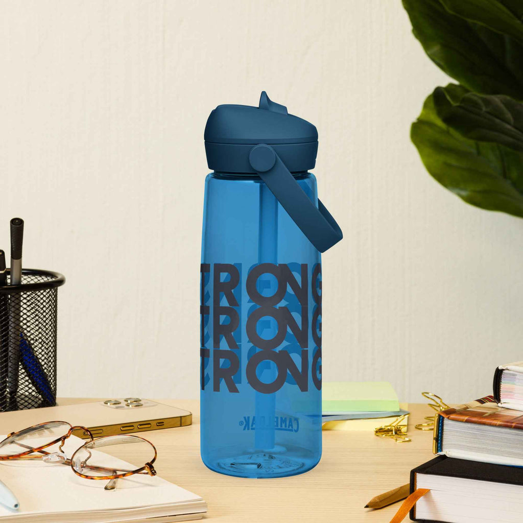 Flip straw water bottle