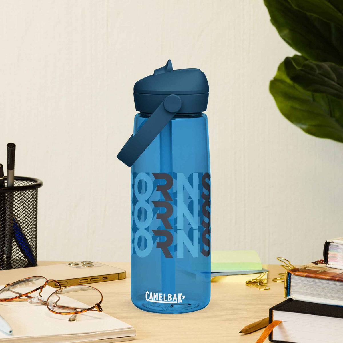 Flip straw water bottle