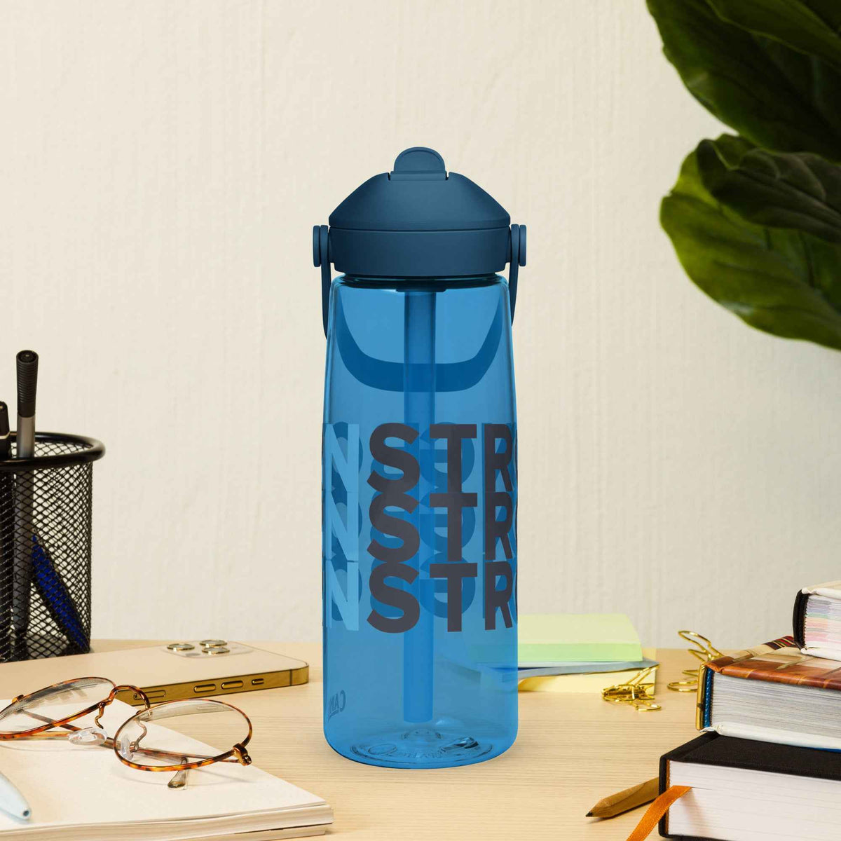 Flip straw water bottle