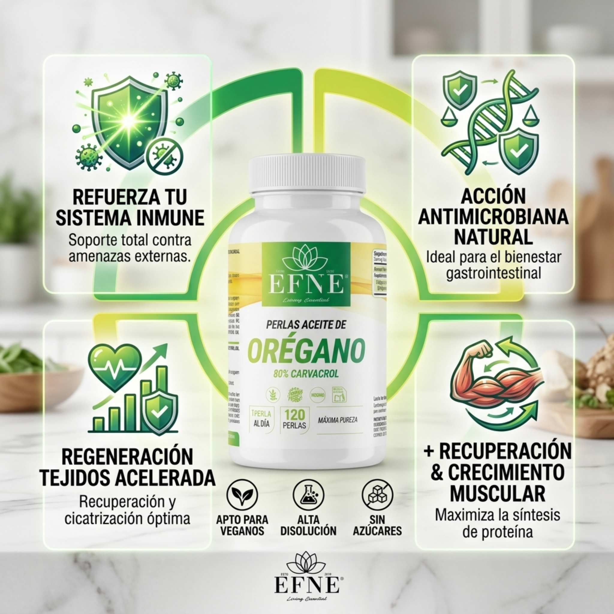Aceite de Orégano Premium 80% Carvacrol (120 Perlas) - EFNE